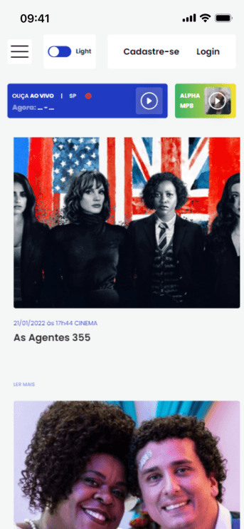 Tela mobile do case alpha-fm