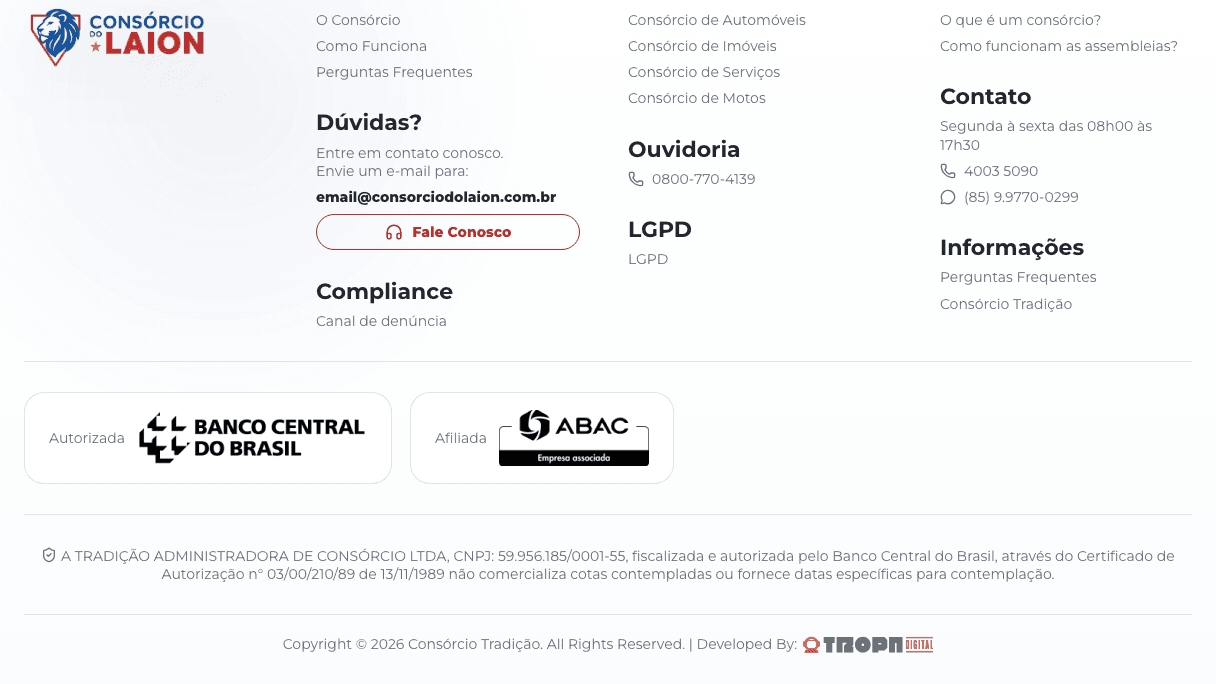 Consórcio do Laion tela desktop 10