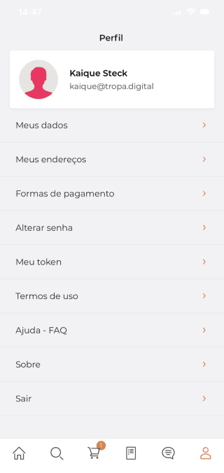 Tela mobile do case cooks-app