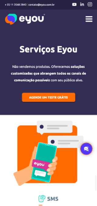 Tela mobile do case eyou