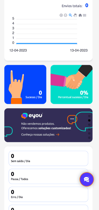 Tela mobile do case eyou-sms