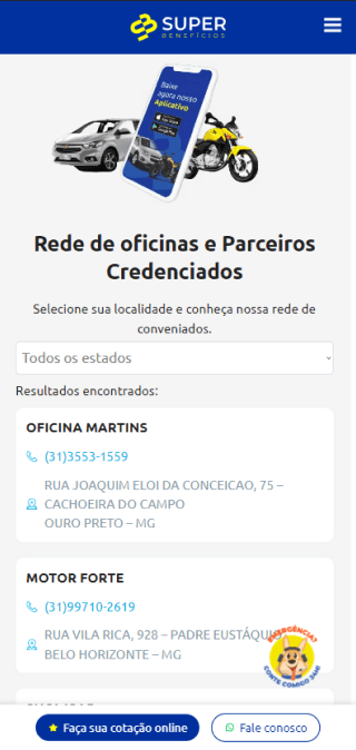Tela mobile do case super-beneficios