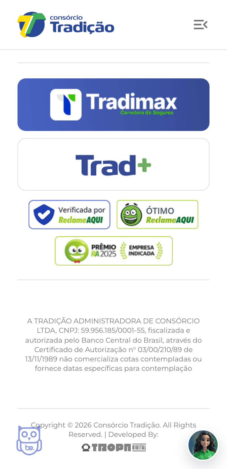 Tela mobile do case consorcio-tradicao