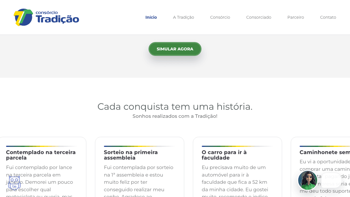 Consórcio Tradição tela desktop 8
