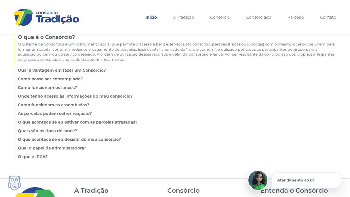 Consórcio Tradição tela desktop 11